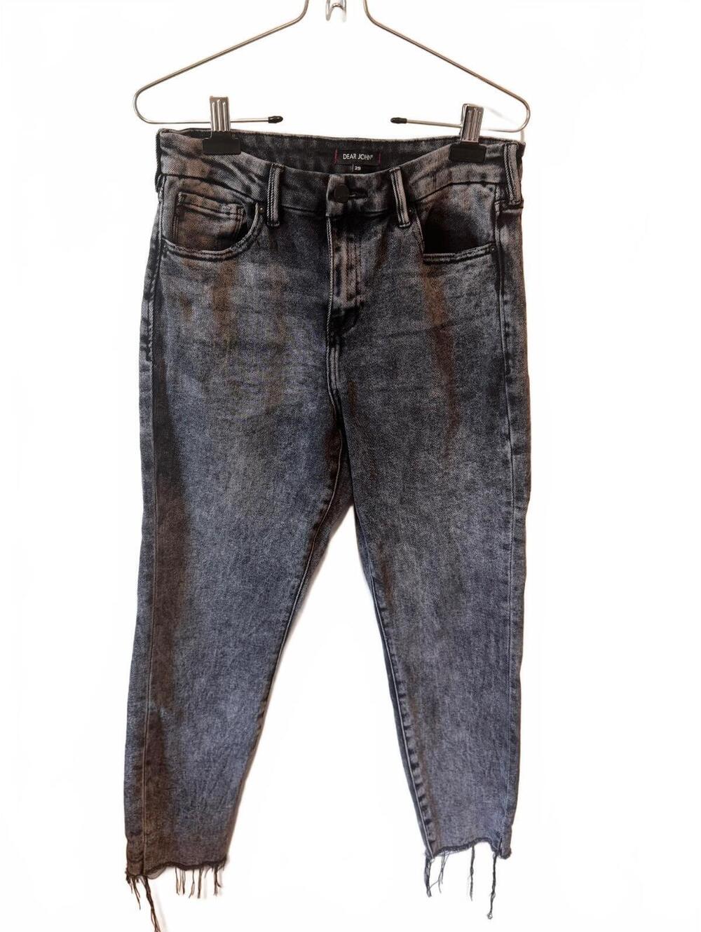 DEAR JOHN DENIM | Y2K Black Acid Wash Raw Hem Mom Jeans 29